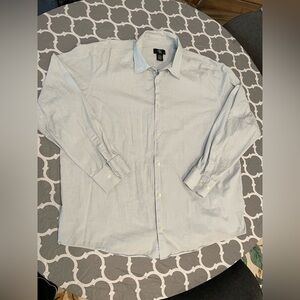 Calvin Klein Men's Long Sleeve Button-Down Shirt, Blue, Size XXL, 100% Cotton